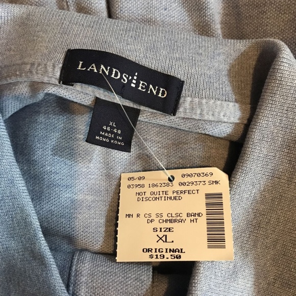 Lands End dusty blue short sleeve polo - mens XL - - Picture 3 of 4